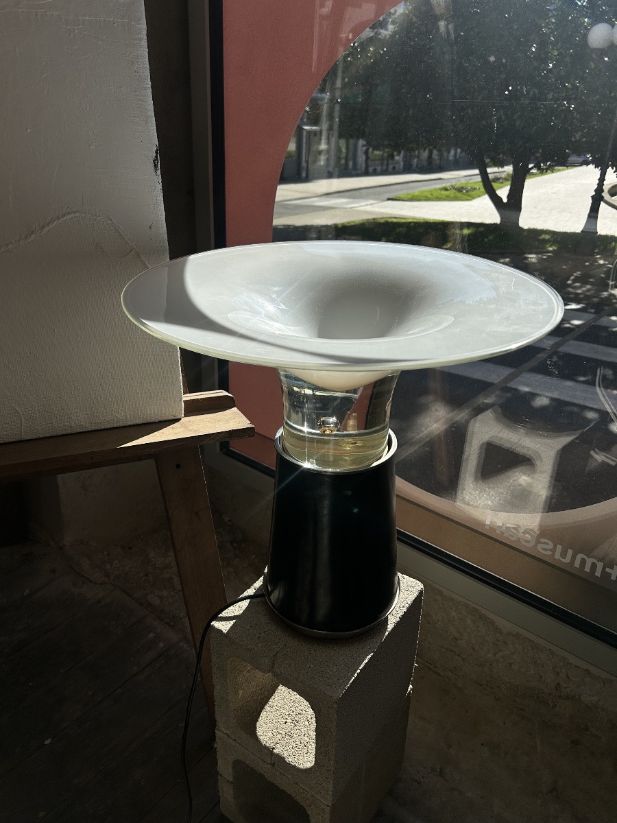 Vistosi - Leather And Glass Lamp Circa 1970-photo-1