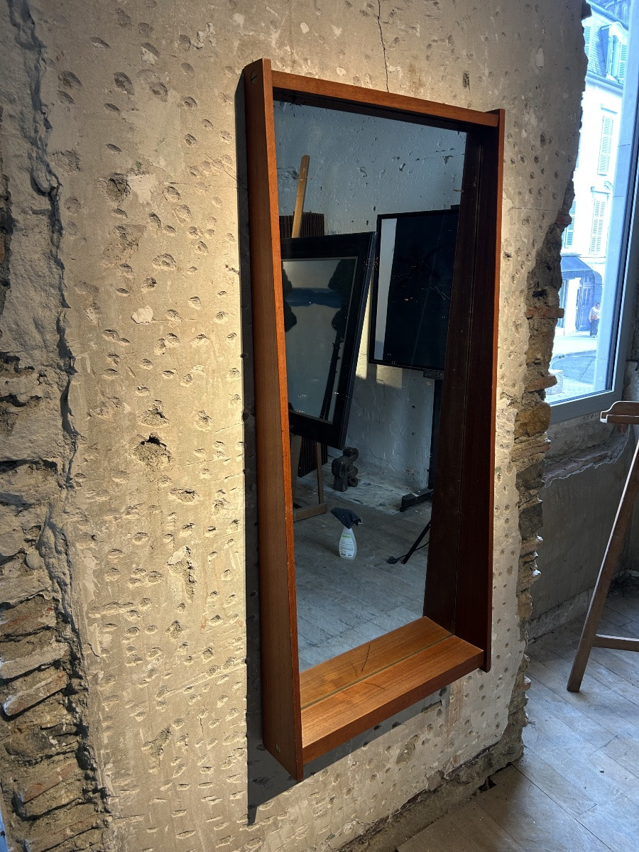 Georges Coslin - Large Teak Mirror-photo-3