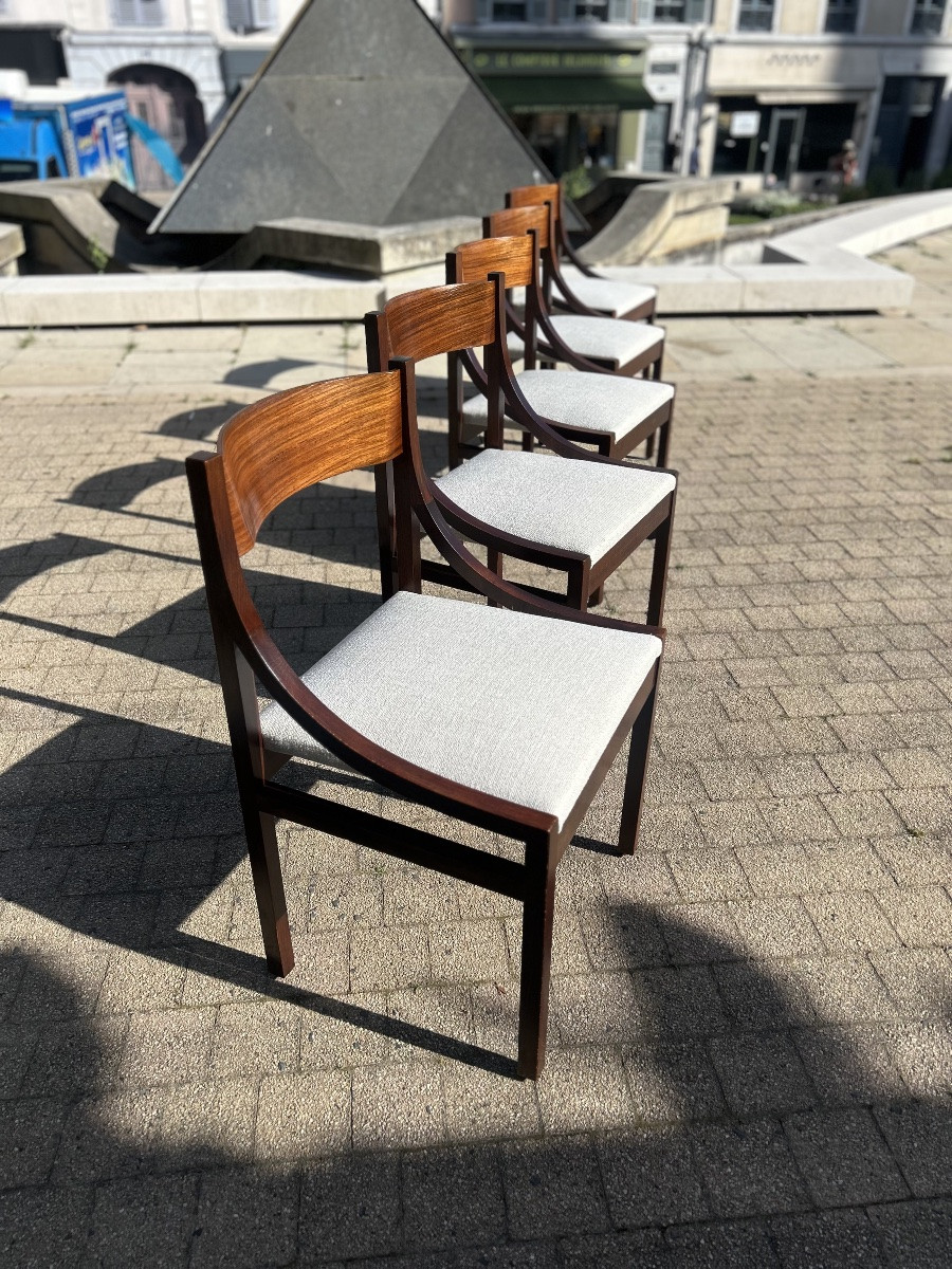 Silvio Cavatorta - Suite de 6 chaises en palissandre-photo-5