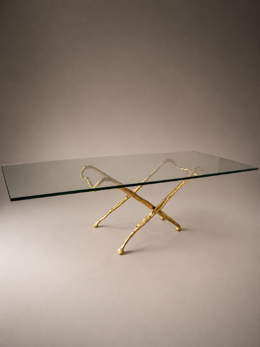 Gilt Bronze Coffee Table Circa 1970-photo-1