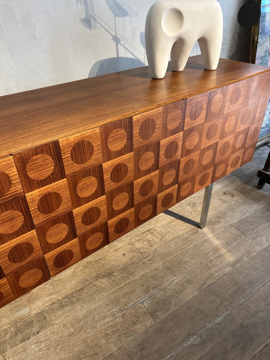 1960s Teak Marquetry Sideboard-photo-3