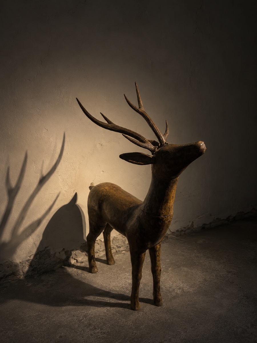 Grande sculpture de cerf forêt noir fin 19e-photo-2