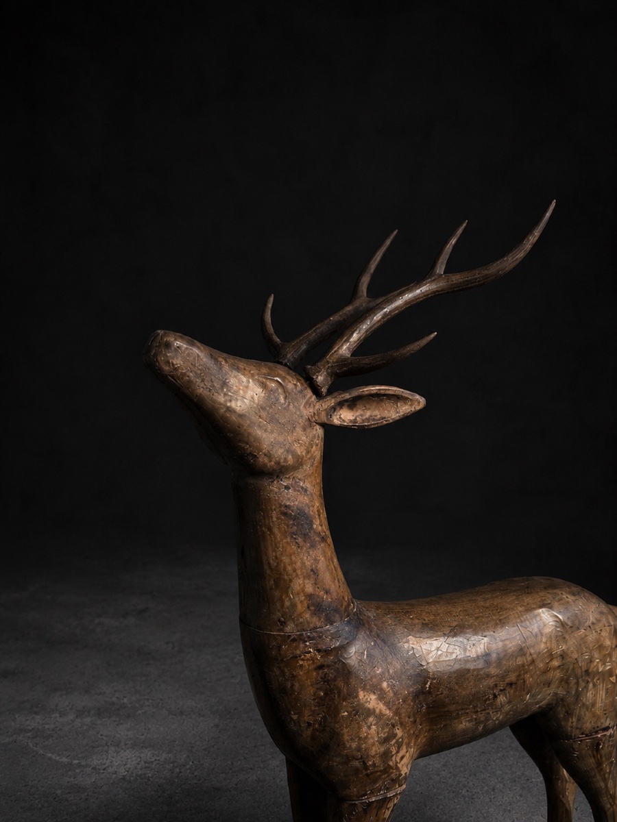 Grande sculpture de cerf forêt noir fin 19e-photo-3