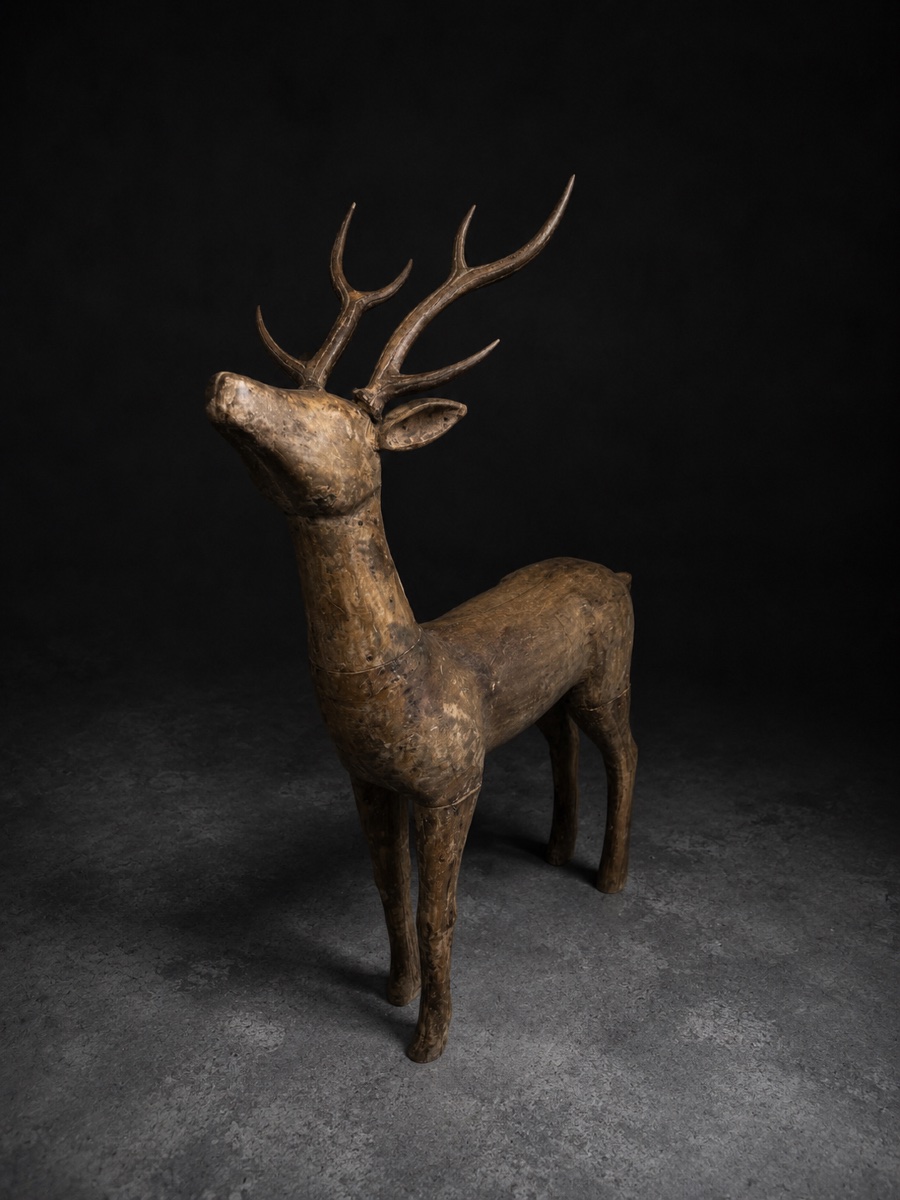 Grande sculpture de cerf forêt noir fin 19e