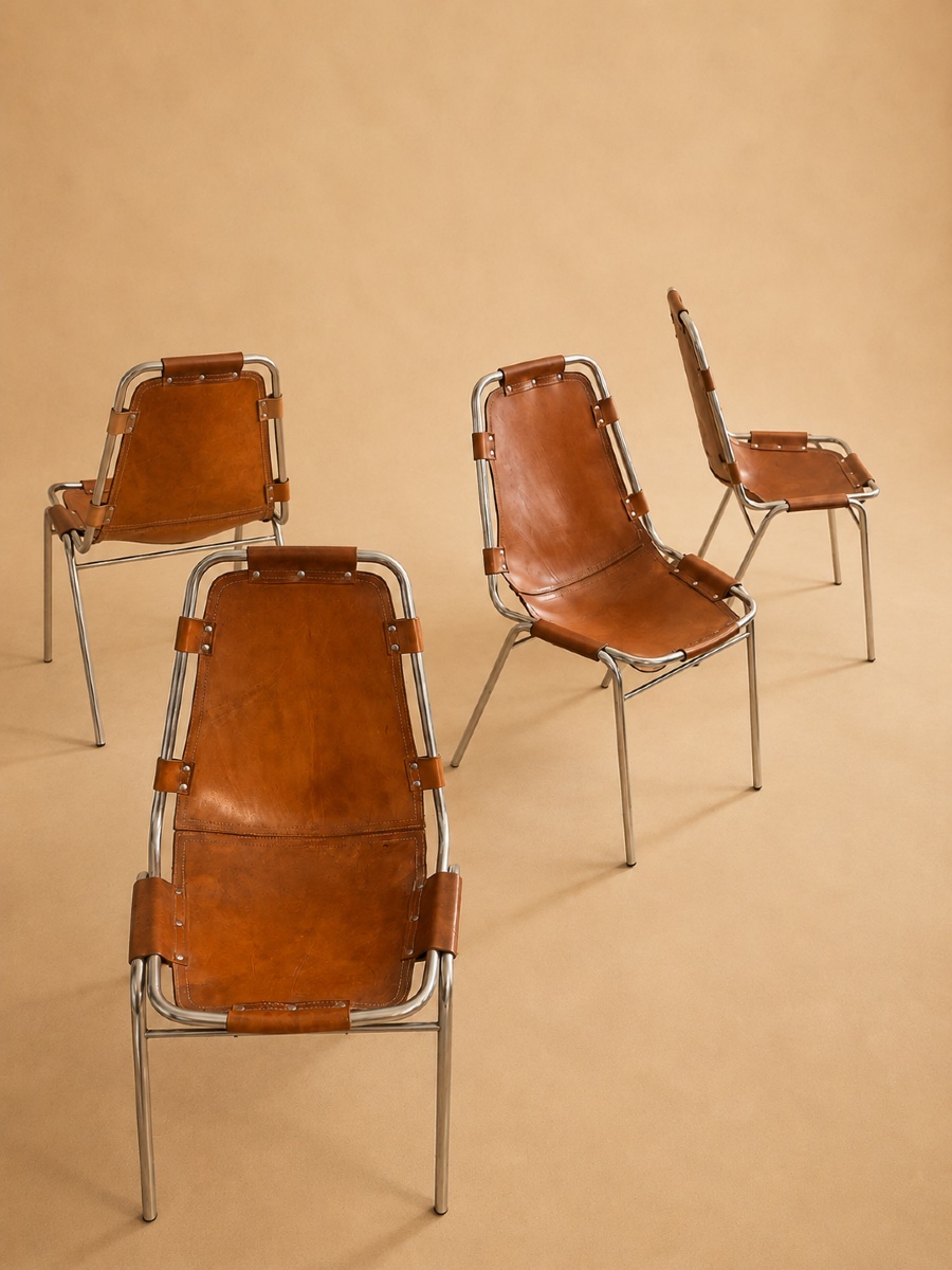 Charlotte Perriand, Set Of 4 Chairs For Les Arcs, 1960-photo-2