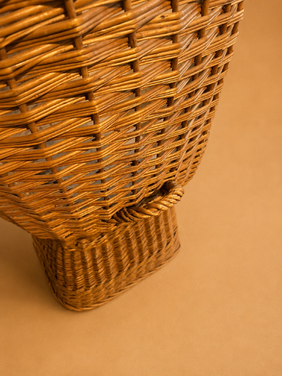 Vintage Outdoor Beach Chair Made Of Woven Rattan -photo-1