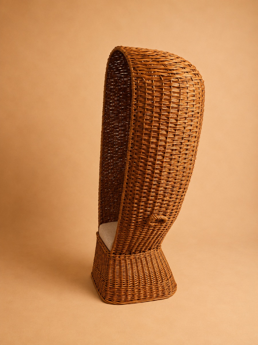 Vintage Outdoor Beach Chair Made Of Woven Rattan -photo-3