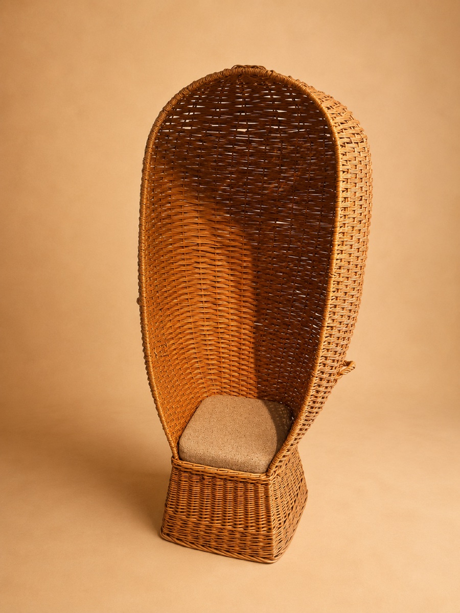 Vintage Outdoor Beach Chair Made Of Woven Rattan 