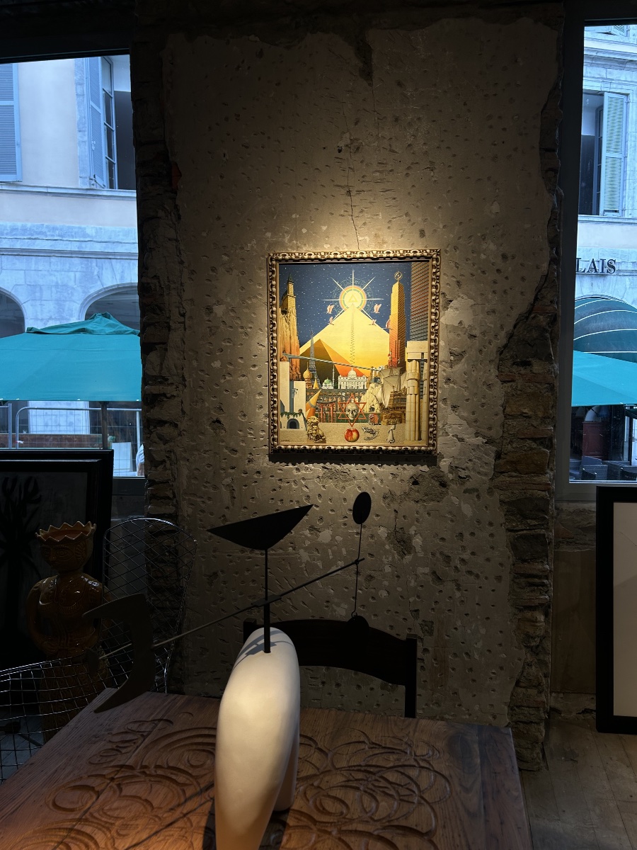 Tableau surréaliste ésotérique Espagnol « Fantaisie avec des cigognes roses »-photo-2