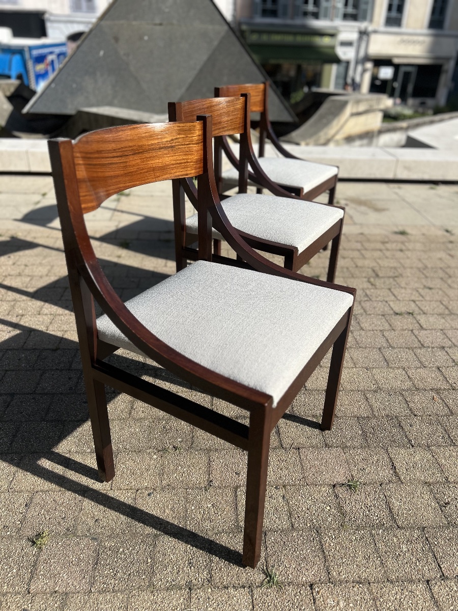 SILVIO CAVATORTA - SUITE DE 6 CHAISES EN PALISSANDRE-photo-3