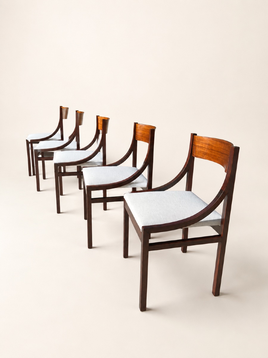 SILVIO CAVATORTA - SUITE DE 6 CHAISES EN PALISSANDRE-photo-4