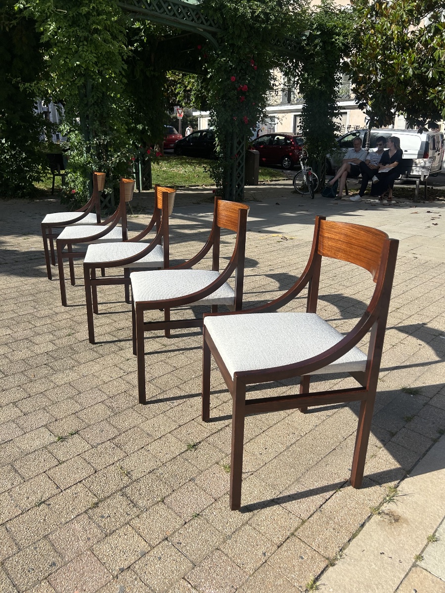 SILVIO CAVATORTA - SUITE DE 6 CHAISES EN PALISSANDRE-photo-3