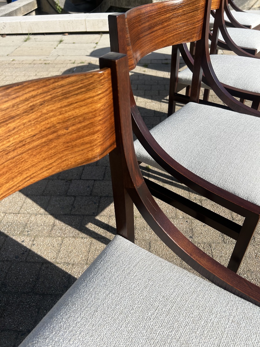 SILVIO CAVATORTA - SUITE DE 6 CHAISES EN PALISSANDRE-photo-4