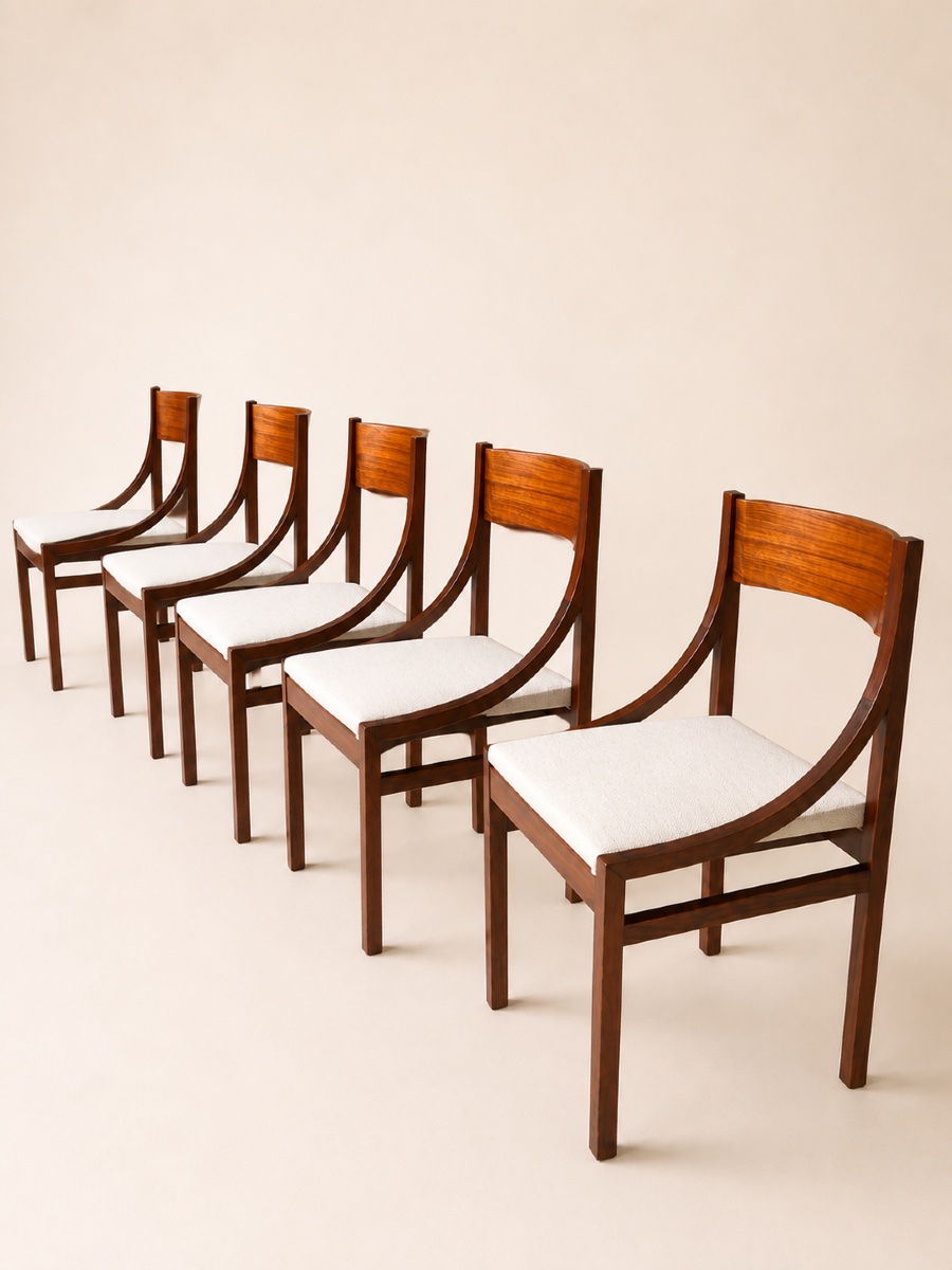SILVIO CAVATORTA - SUITE DE 6 CHAISES EN PALISSANDRE
