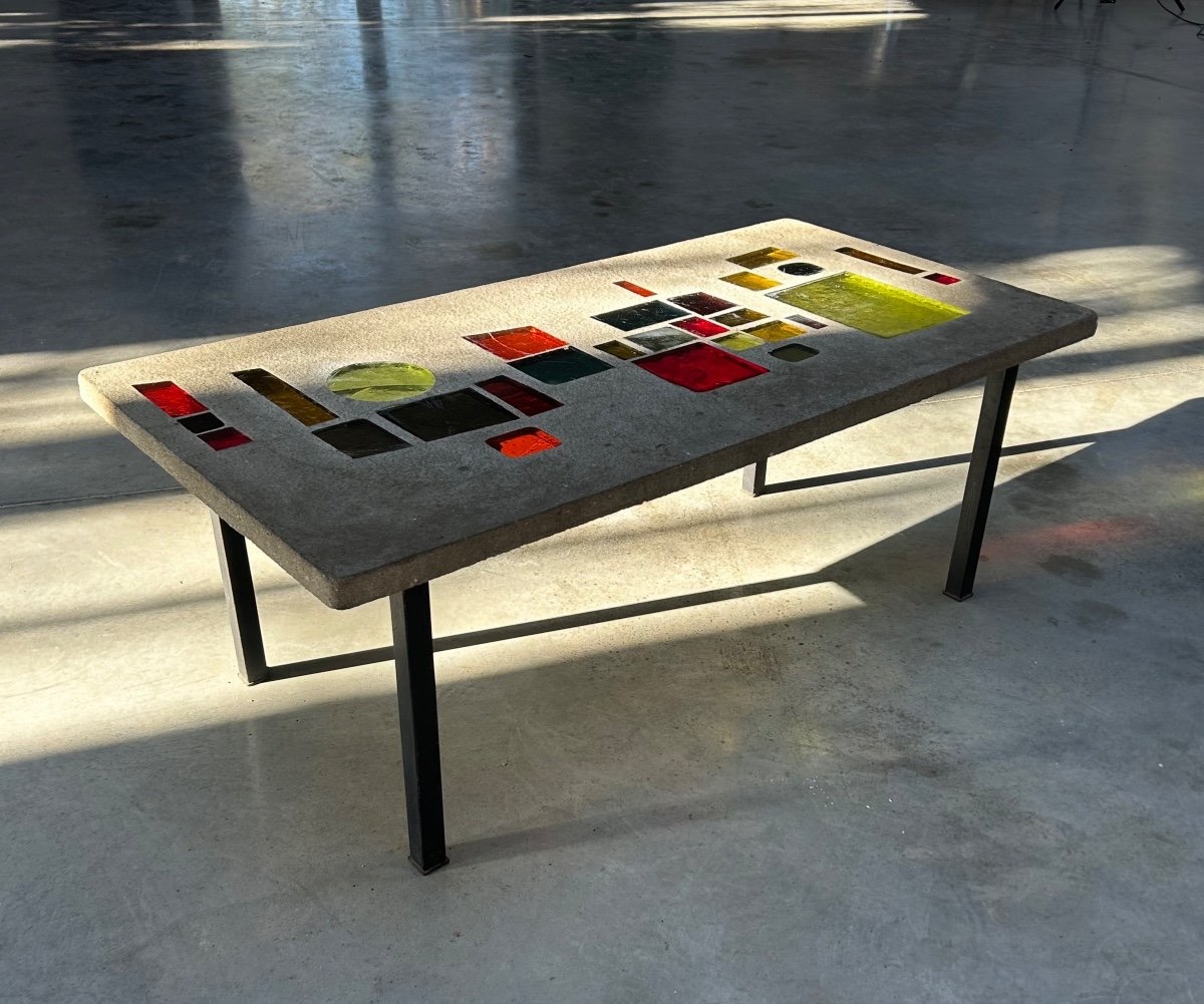 JACQUES AVOINET - UNIQUE TABLE BASSE ANNÉES 60-photo-3