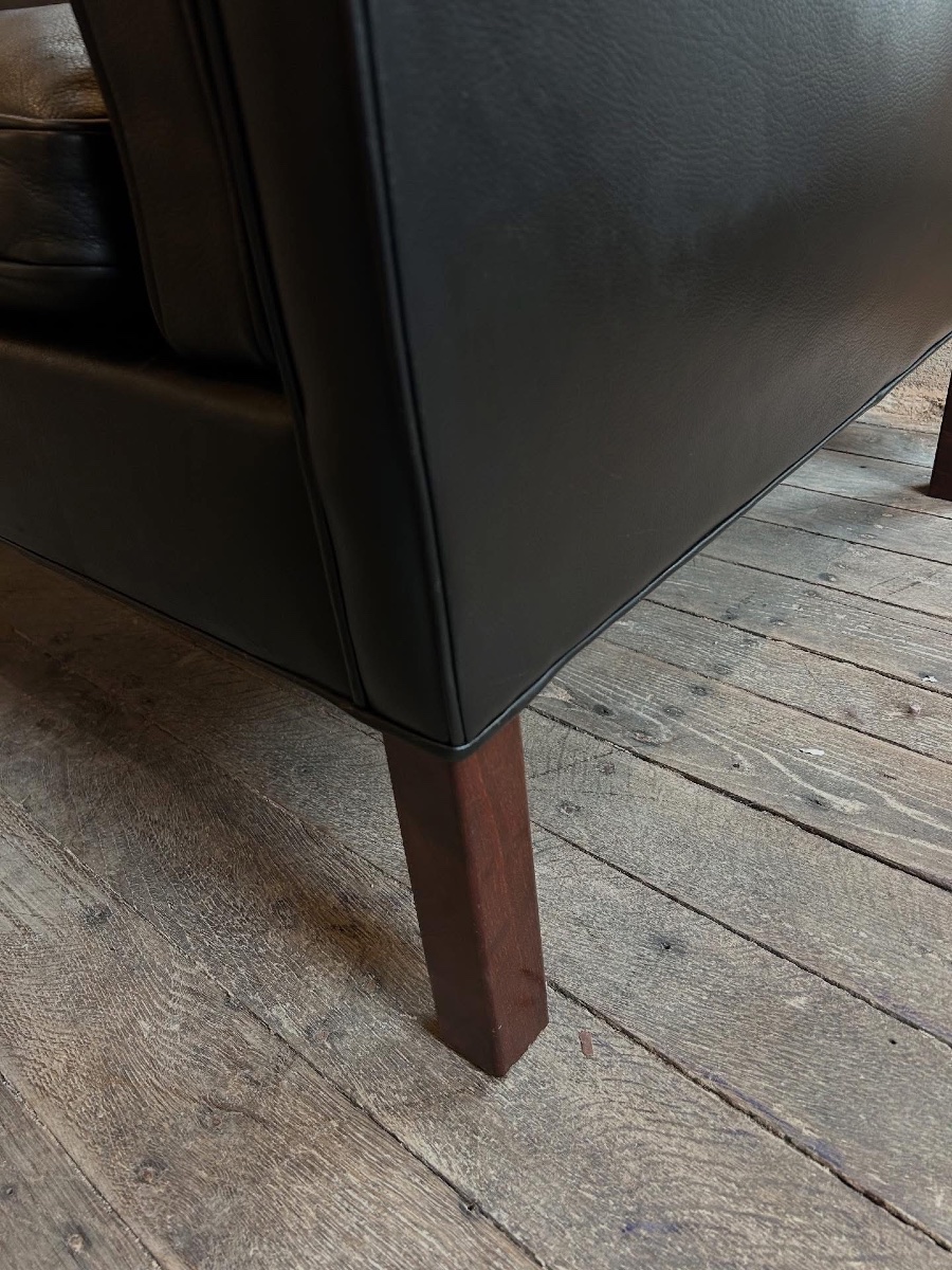 Black Leather 2-seater Sofa By Børge Mogensen, 1970-photo-1