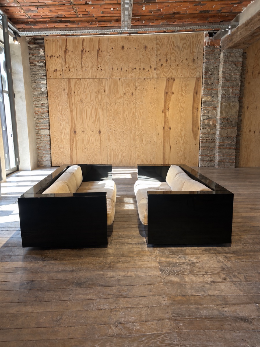 Pair Of 3-seater Sofas By Massimo Vignelli, Saratoga Model-photo-3