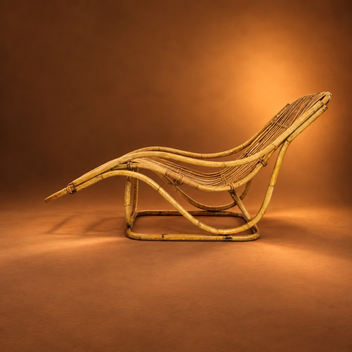 Large Italian Rattan Chaise Longue From The 1960s-photo-2