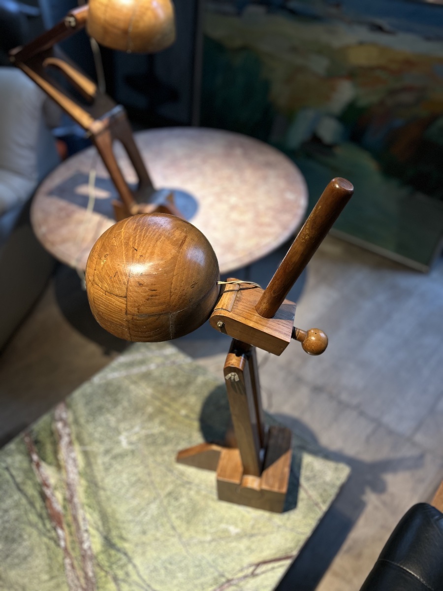 Paolo Pallucco - Pair Of Adjustable Chestnut Wood Lamps - 1960-photo-2