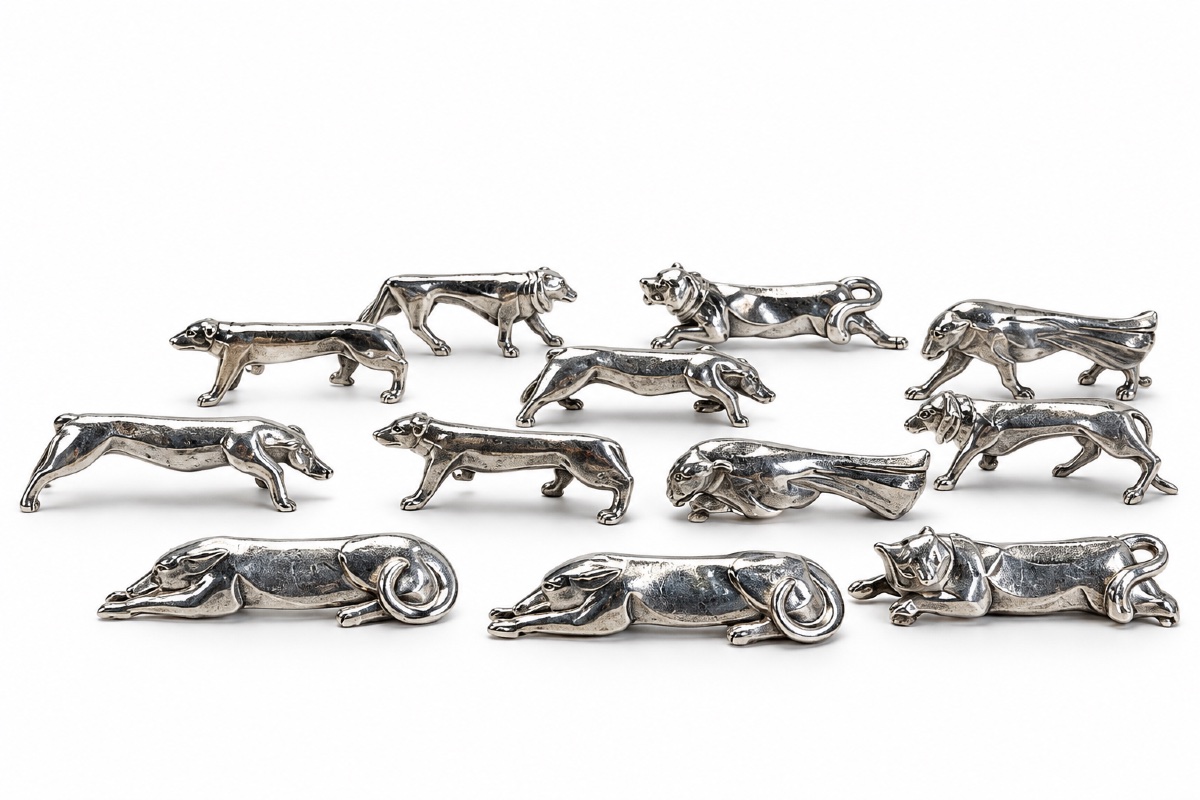Édouard Sandoz/ Gallia - 12 portes couteaux animaliers 1940