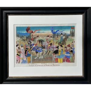 Gouache By Paul Mirat - "race For The Ring Of Henry Of Navarre"