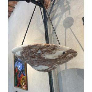 Swedish Art Deco Ceiling Light In Pink Marble