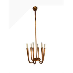 Rare suspension en cuivre art déco de Guglielmo Ulrich 