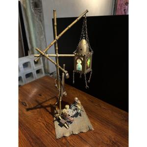 Orientalist Bronze Lamp By Franz Bergman