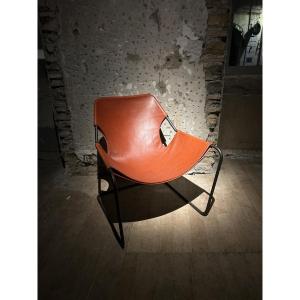 Fauteuil Paulistano en cuir cognac de Paulo Mendes da Rocha