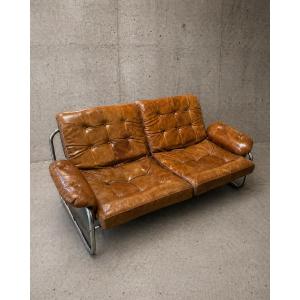 Canapé en cuir fauve de Johan Bertil Häggström, 1970