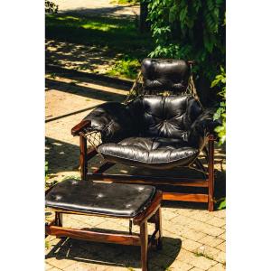 Jean Gillon - Rare Jangada Armchair And Ottoman - Brazil 1960