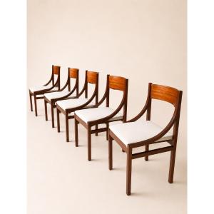 SILVIO CAVATORTA - SUITE DE 6 CHAISES EN PALISSANDRE