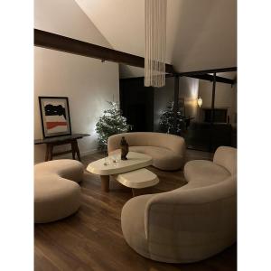 Pierre Augustin Rose Living Room - Pierre Frey Mohair Fabric