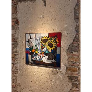 Claude Venard - Nature morte aux tournesols