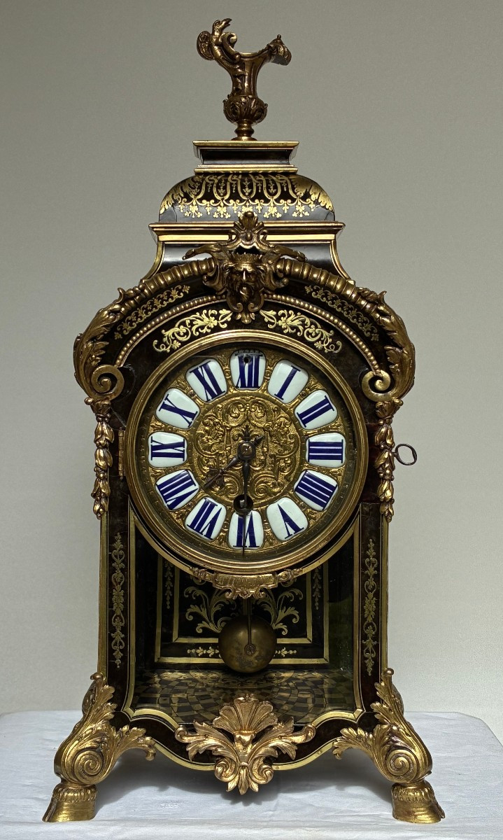 Cartel Boulle en marqueterie d'ėcaille brune  signé THURET, Paris vers 1700-photo-3