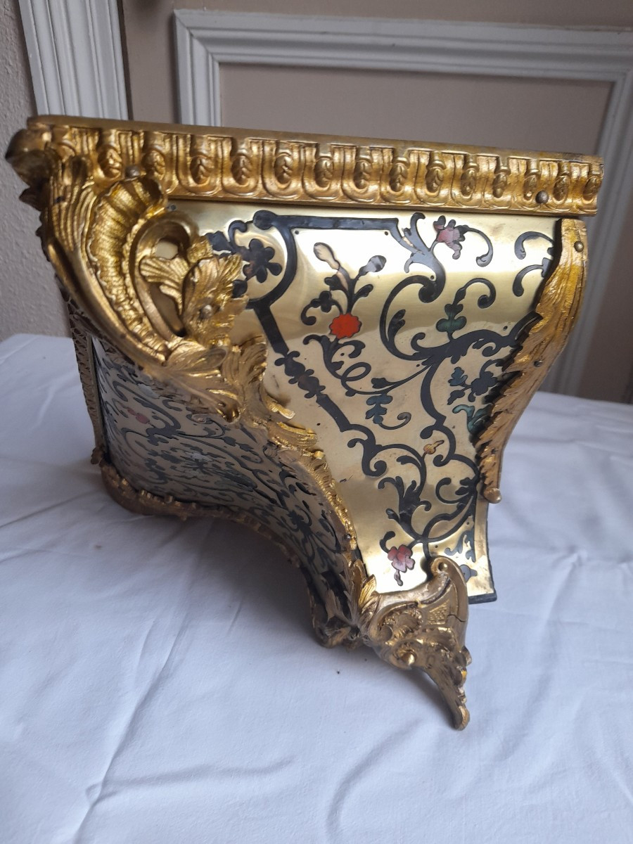 Cartel d'alcõve en polychromie -Louis XV -  signé LE LUBOIS estampille NG-photo-5