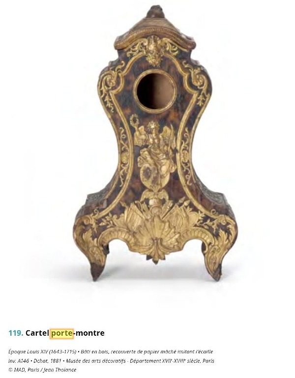 Rare Watch Stand Wood And Embossed Leather  -  Louis XIV Transition  Period - Royal Monogram-photo-6