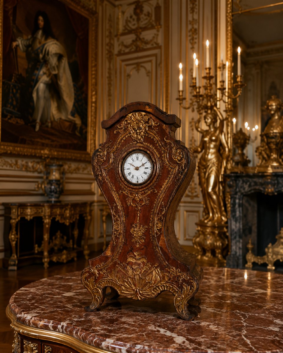Rare Watch Stand Wood And Embossed Leather  -  Louis XIV Transition  Period - Royal Monogram