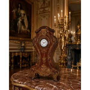 Rare Watch Stand Wood And Embossed Leather  -  Louis XIV Transition  Period - Royal Monogram