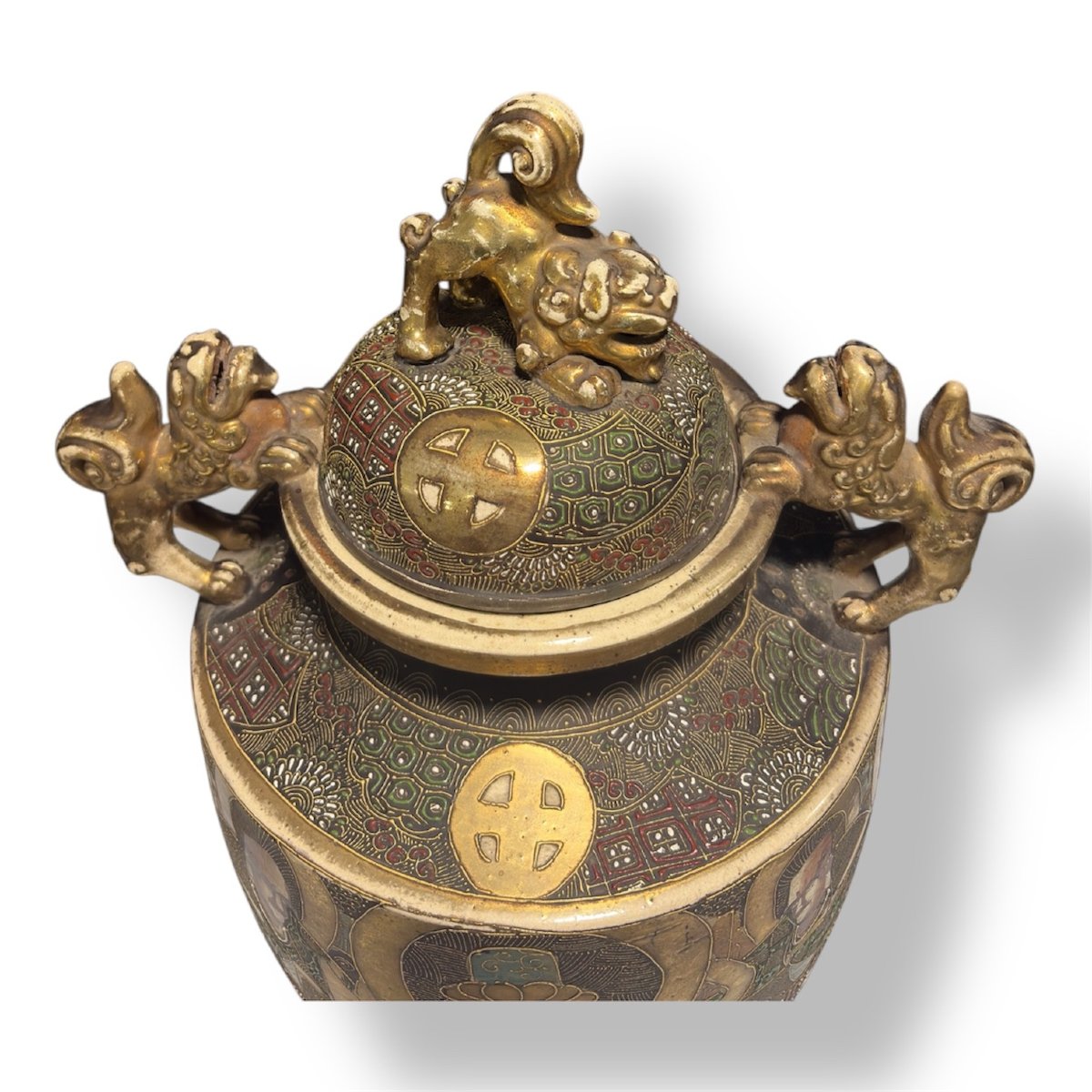 Japanese Incense Burner Vase, Meiji Era, Circa 1900-photo-2