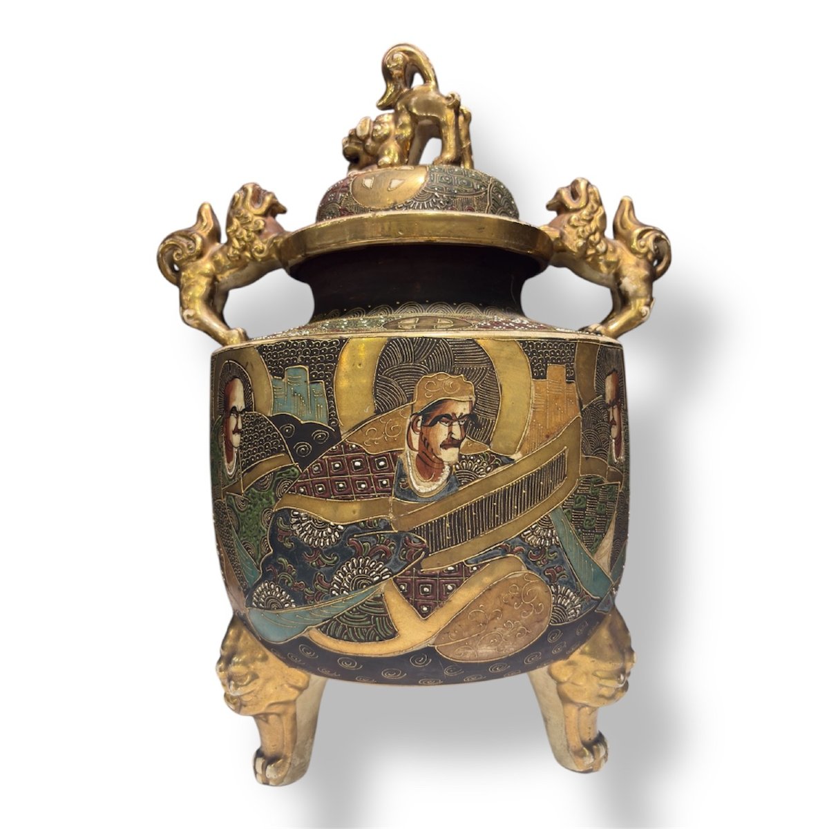 Japanese Incense Burner Vase, Meiji Era, Circa 1900-photo-3