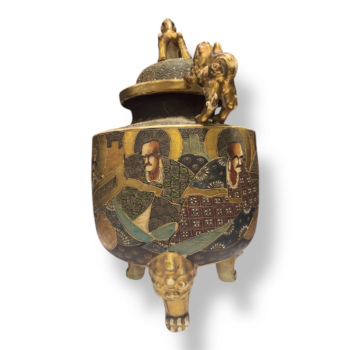 Japanese Incense Burner Vase, Meiji Era, Circa 1900-photo-2