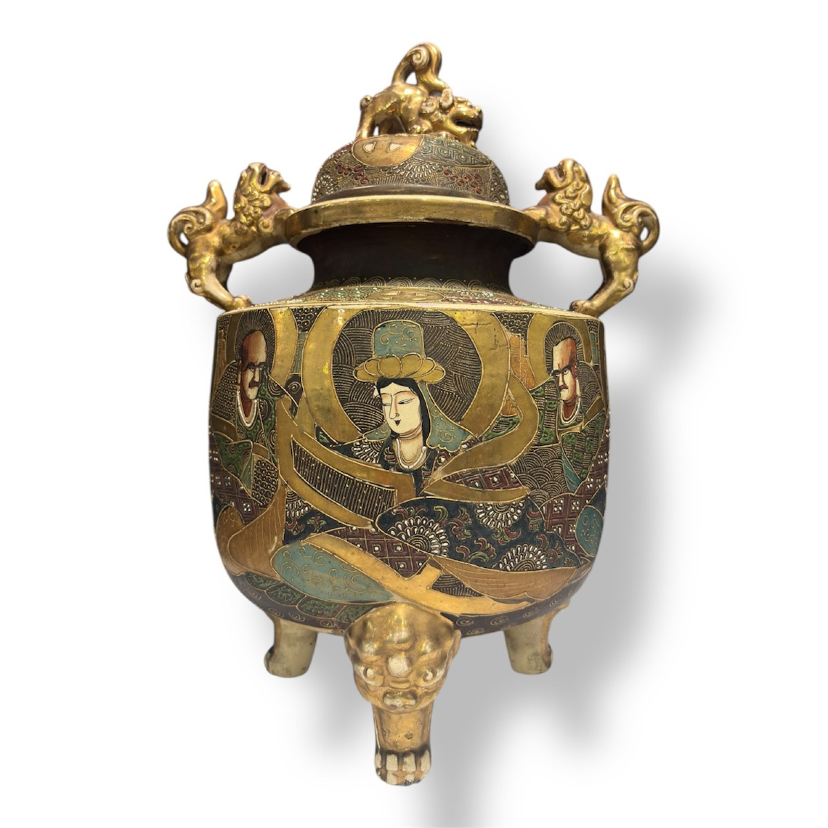 Japanese Incense Burner Vase, Meiji Era, Circa 1900
