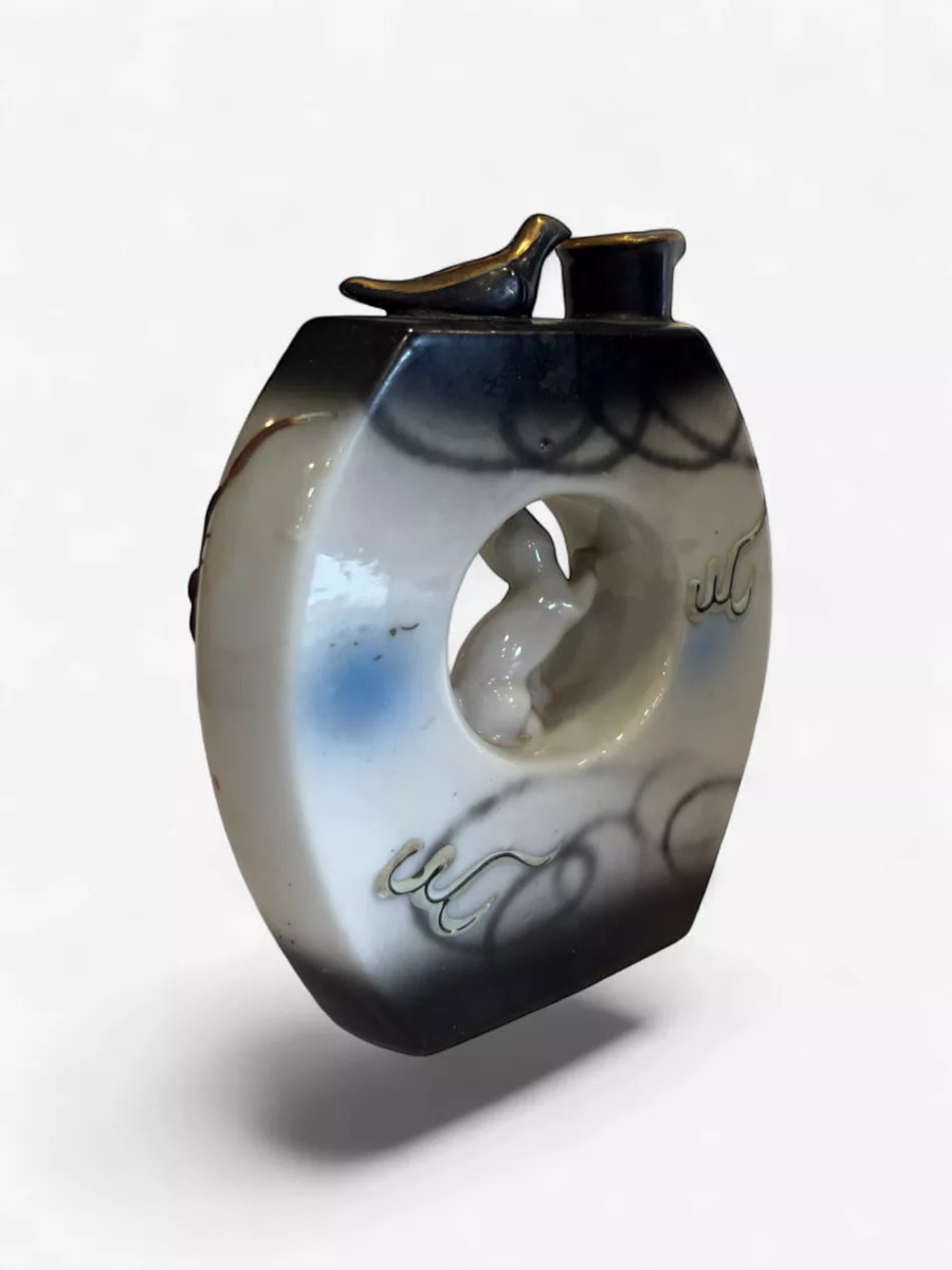 Japanese Porcelain Vase With Lucky Cat -photo-2