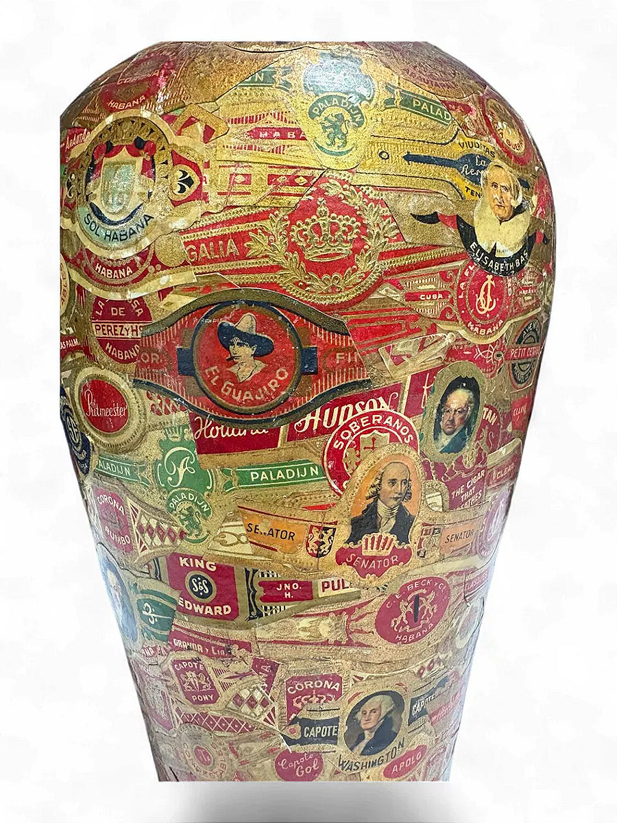 Vase à décors de Bagues de Cigares Art Populaire vers 1900 -photo-2