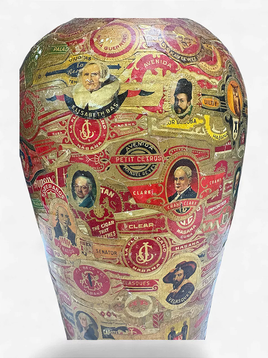 Vase à décors de Bagues de Cigares Art Populaire vers 1900 -photo-3