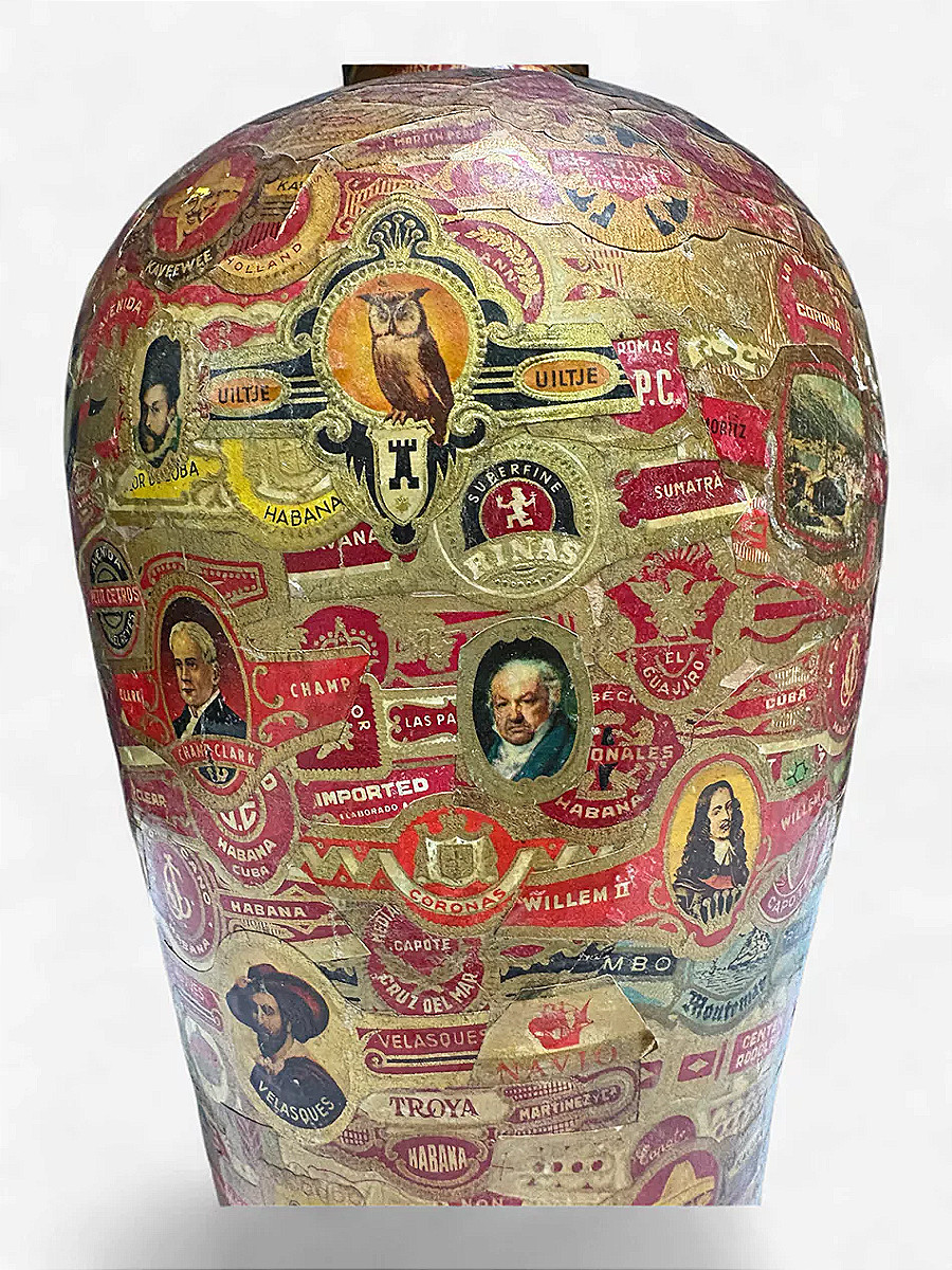 Vase à décors de Bagues de Cigares Art Populaire vers 1900 -photo-4