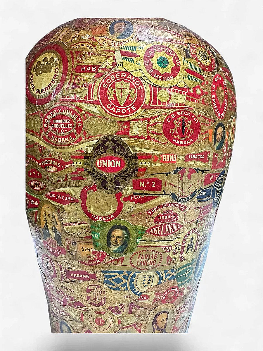 Vase à décors de Bagues de Cigares Art Populaire vers 1900 -photo-3
