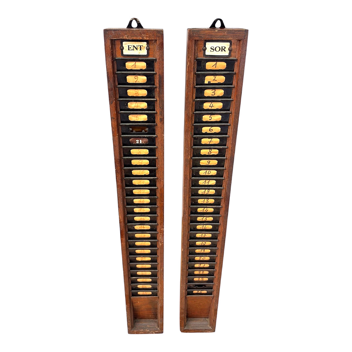 Pair Of Early 20th Century Industrial-style Factory Or Workshop Timecard Holders