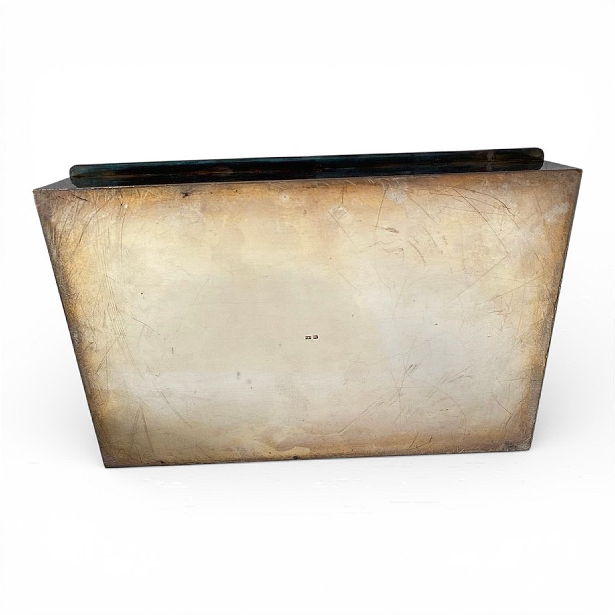 Coffret en métal argenté et verre orange à 6 empreintes de Sceaux Milieu XXe Siècle-photo-4